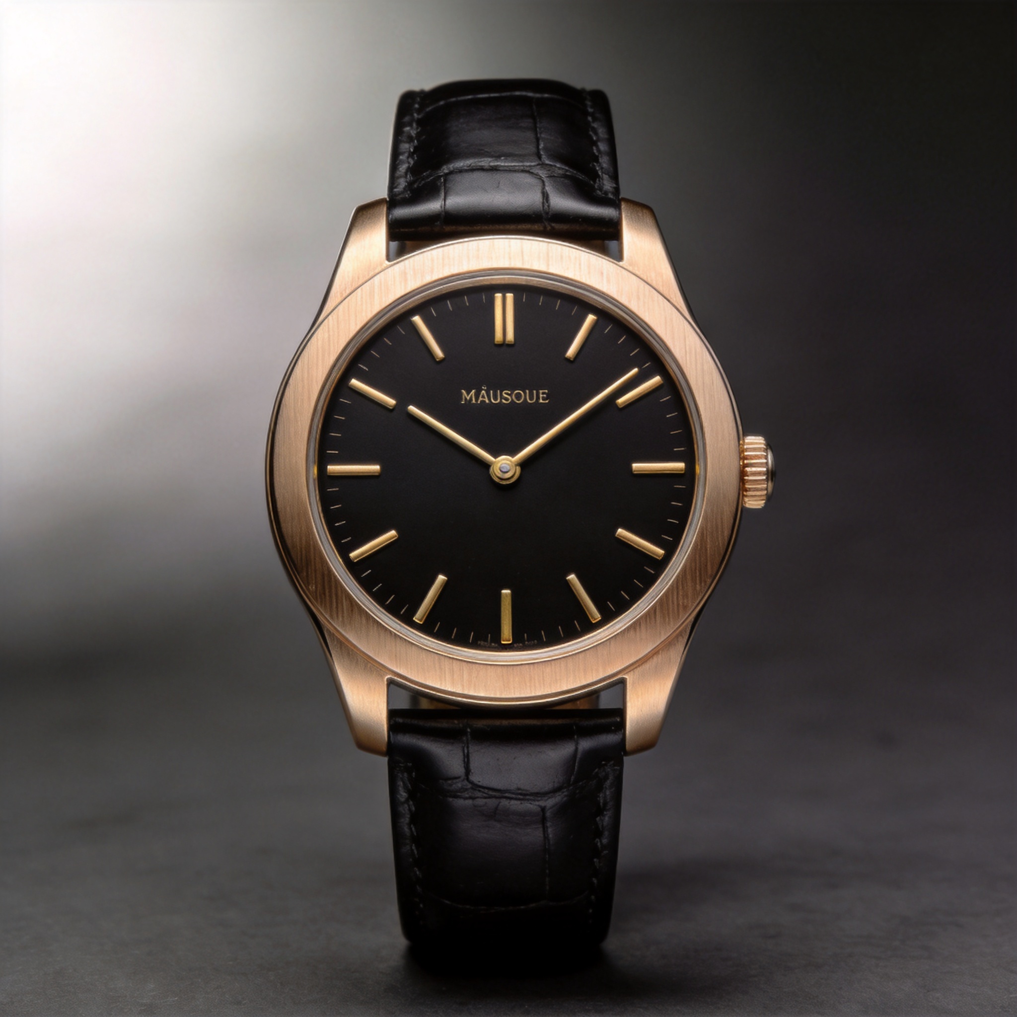 Heritage Ref. 1897 — champagne gold dress watch with black lacquer dial